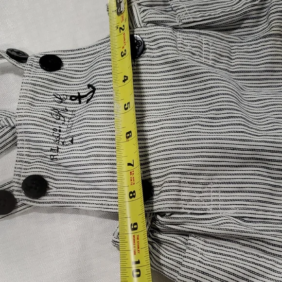 Vintage Striped Baby sailorOveralls dress with Black Buttons size 6M